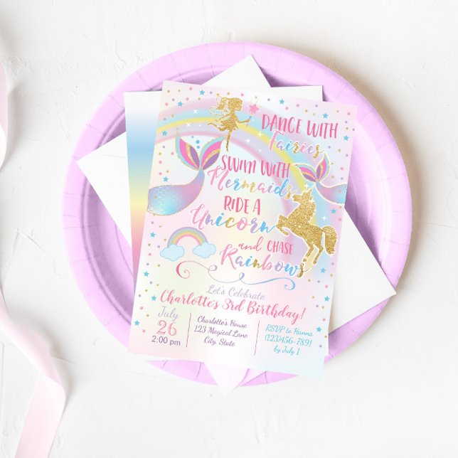 Magisk inbjudan till Unicorn Fairy Sjöjungfru Birt (Skapare uppladdad)