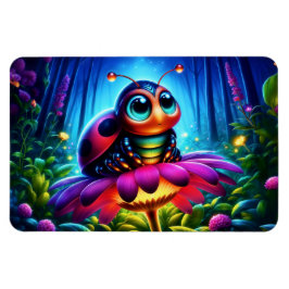 Magisk insekt i en luminös natt-skog magnet