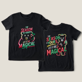 Magisk jul Björn Flickor Whimsical Neon Helgdag T Shirt