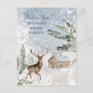 Magisk jul Forest Hjort Bird Vykort