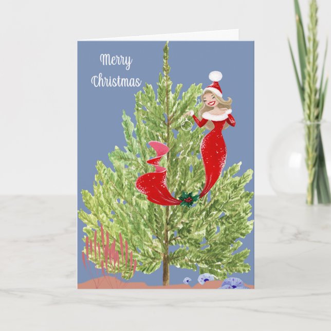 Magisk jul med Sjöjungfru Helgdag Card Helgkort (Framsida)
