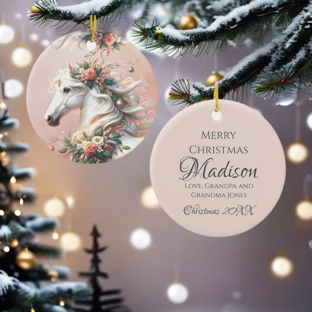 Magisk jul - nyårshäst julgransprydnad keramik (Enjoy this Festive Christmas design! )