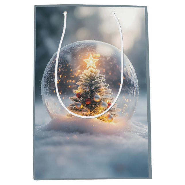 Magisk jul snöglob med lysande träd (Framsidan)