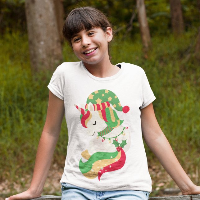 Magisk jul Unicorn Cute Girly T Shirt (Skapare uppladdad)