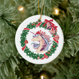 Magisk jul Unicorn Julgransprydnad Keramik