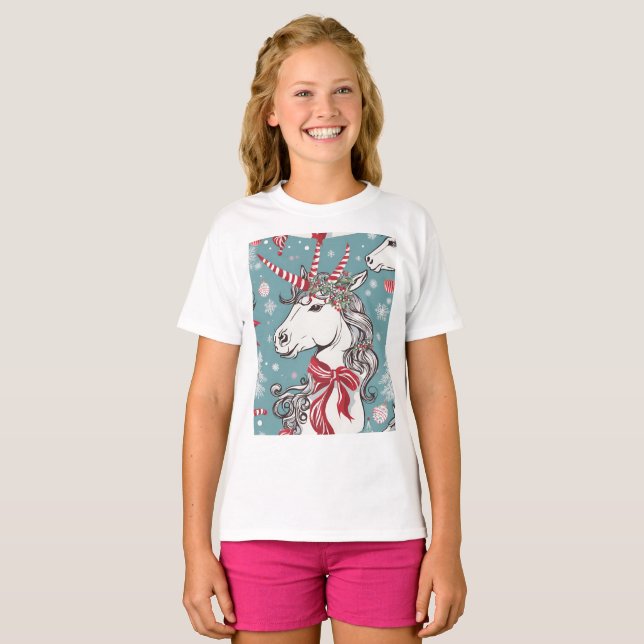 Magisk jul Unicorn T Shirt (Hel framsida)