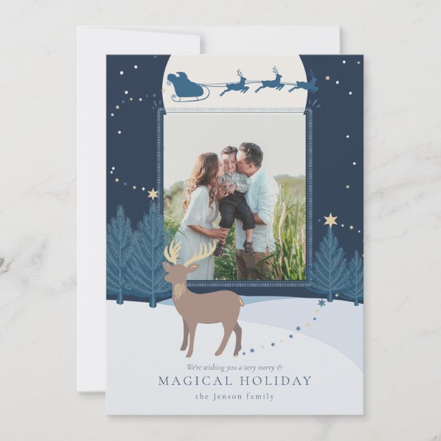 Magisk julbild med renar julkort (Framsida)