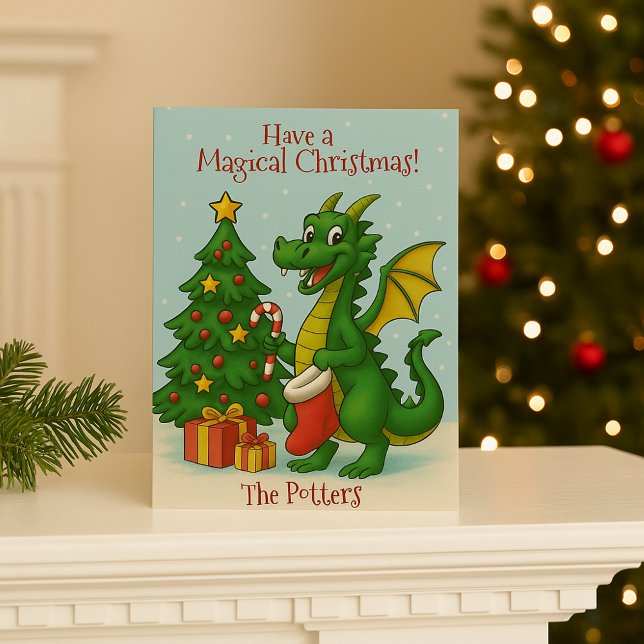 Magisk juldragon julkort (An enchanting Christmas greeting)