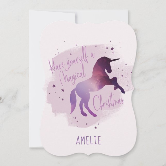 Magisk julgalaxunicorn julkort (Framsida)