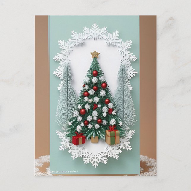❄️ Magisk julgran i snö ✨ Festiv Vykort (Framsida)