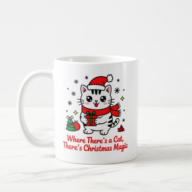 Magisk julkatt - present med katt-tema kaffemugg (Vänster)