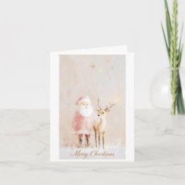 Magisk julkort med tomte och renar kort