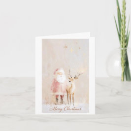Magisk julkort med tomte och renar kort