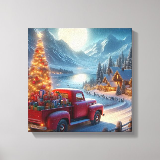 Magisk julleverans Kväll Canvastryck (Framsida)