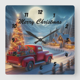 Magisk julleverans Kväll Fyrkantig Klocka