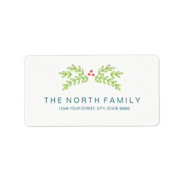 Magisk julmisteltoe Teal ID441 Adressetikett