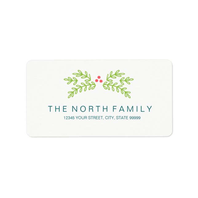 Magisk julmisteltoe Teal ID441 Adressetikett (Framsidan)