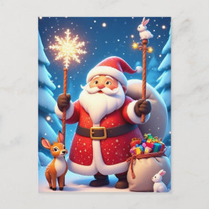 🎄 Magisk julscen Glow ❄️ Tomte Vinter Vykort