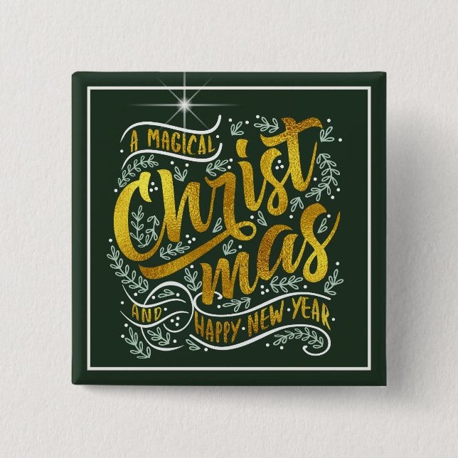 Magisk jultypografi Guld ID441 Knapp (Framsida)