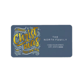 Magisk jultypografi Square Guld ID441 Adressetikett