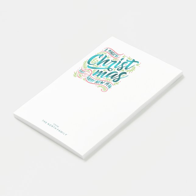 Magisk jultypografi - Teal ID441 Post-it Block (Vinklad)