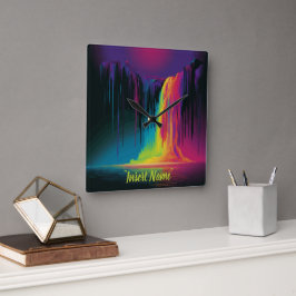 Magisk kaskad, fängslande lugn fyrkantig klocka