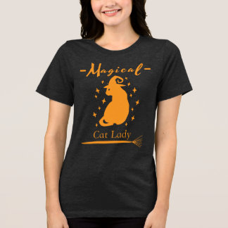 Magisk kattdamströja Söt Halloween-tröja T Shirt