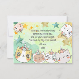 Magisk kawaii kattikorn katt enhörning barnkalas tack kort