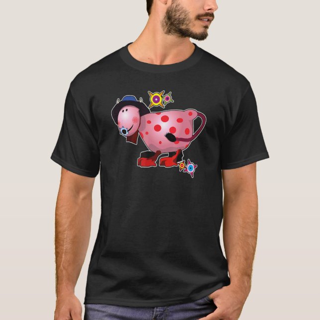 Magisk Ko Rosa Med Blommor T Shirt (Framsida)