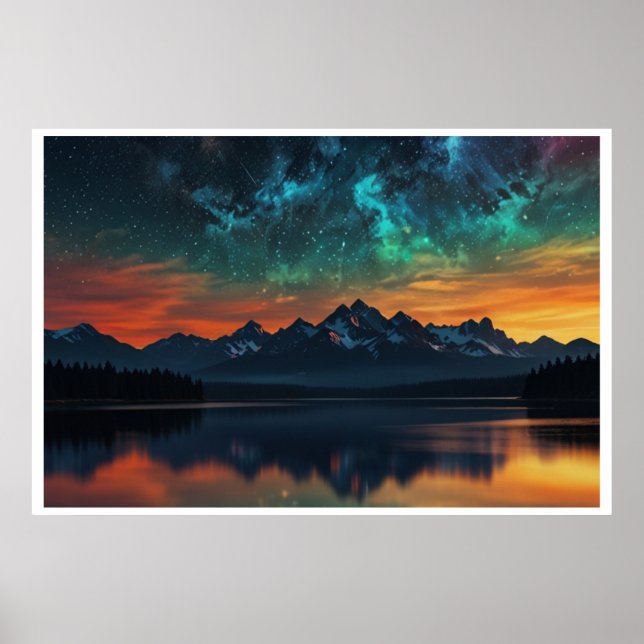Magisk landskap med norrsken poster (Framsidan)