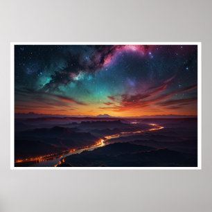 Magisk landskap med norrsken poster