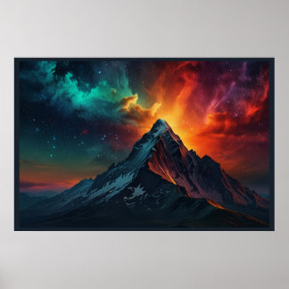 Magisk landskap med norrsken poster