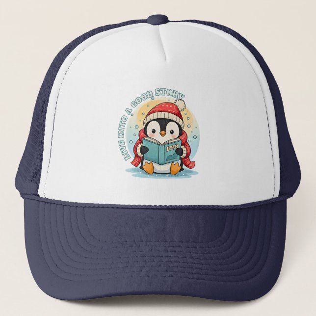 Magisk Läsande Pingvin Skum Trucker Hatt Keps (Framsida)