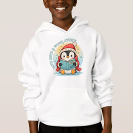 Magisk Läsning Pingvin Barn Vinter Berättelse Hood T Shirt