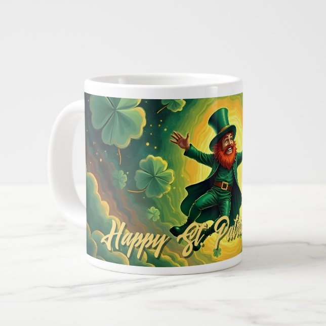 Magisk Leprechaun St. Patrick's Day Konst Jumbo Mugg (Framsida vänster)