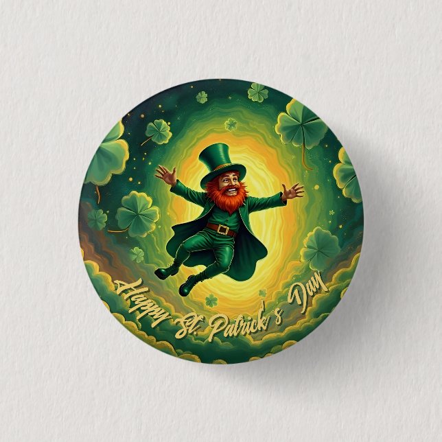 Magisk Leprechaun St. Patrick's Day Konst Knapp (Framsida)