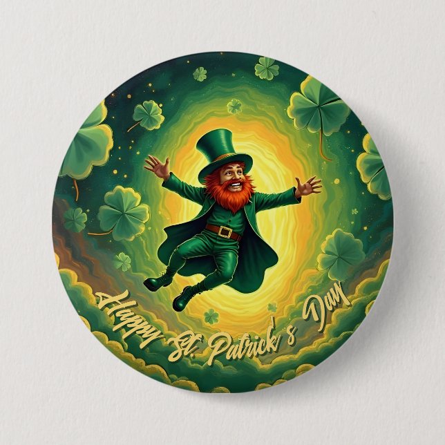 Magisk Leprechaun St. Patrick's Day Konst Knapp (Framsida)