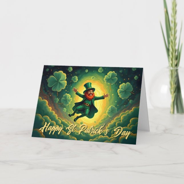 Magisk Leprechaun St. Patrick's Day Konst Kort (Framsida)
