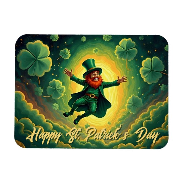 Magisk Leprechaun St. Patrick's Day Konst Magnet (Horisontell)