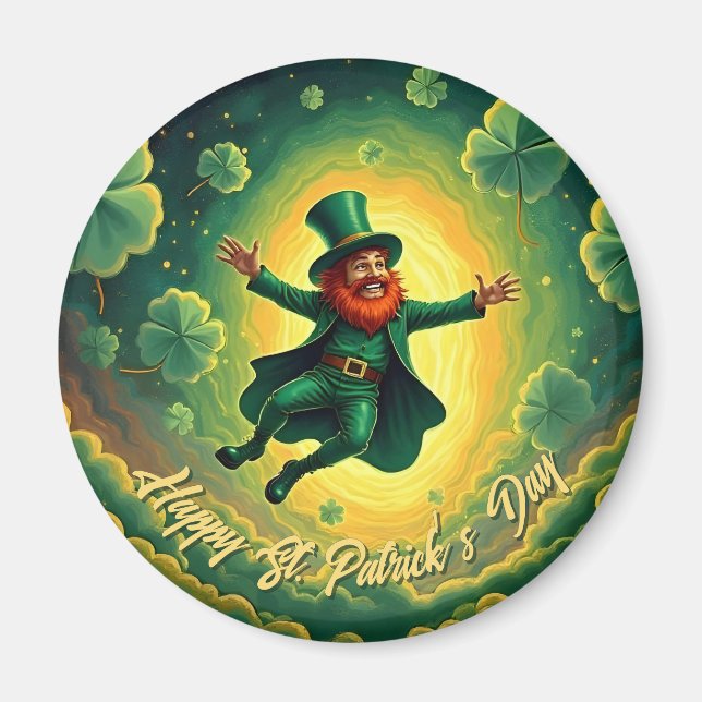 Magisk Leprechaun St. Patrick's Day Konst Magnet (Framsidan)