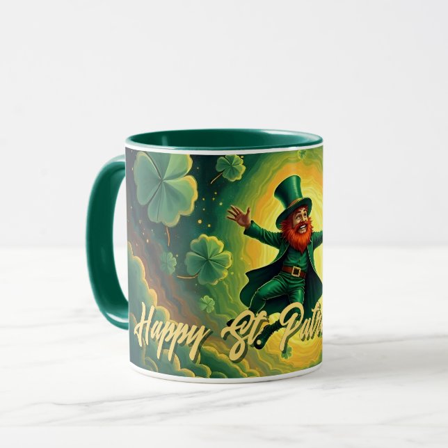 Magisk Leprechaun St. Patrick's Day Konst Mugg (Framsida vänster)