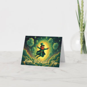 Magisk Leprechaun St. Patrick's Day Konst Tack Kort