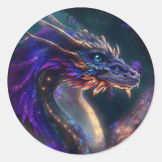 Magisk lila drake runt klistermärke