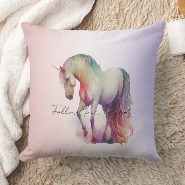 Magisk Lila  Ombre Unicorn Glitter Kudde (Filt)