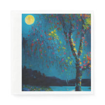 Magisk månflods träd i oljemålning stil