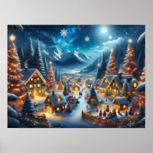 Magisk månljust snigelt julby poster