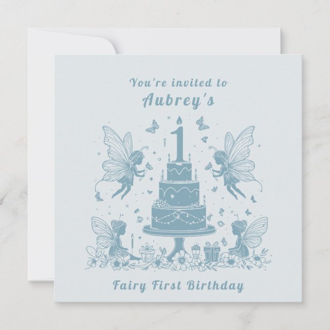 Magisk milsten: Fairy's First Birthday Inbjudningar (Framsida)