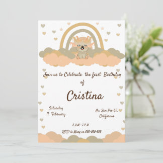 Magisk Moln Regnbåge Koala björn Fest Inbjudningar