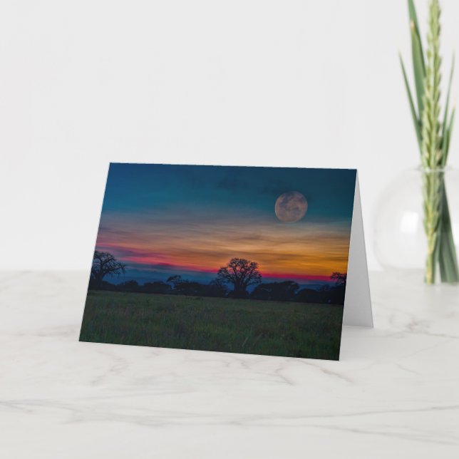 Magisk Moonrise över Baobabträd Helgkort (Framsida)