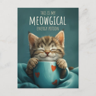 Magisk morgon, en söt katt & kaffekonst vykort
